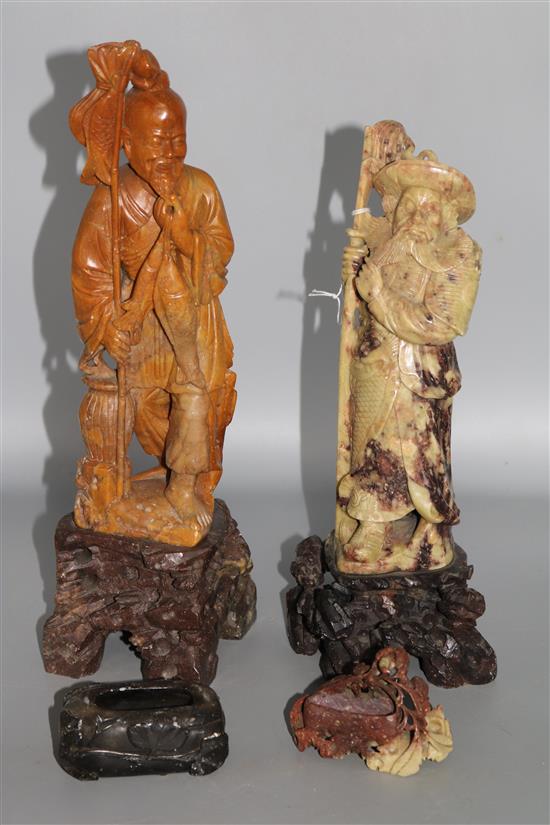 Four Chinese soapstone carvings